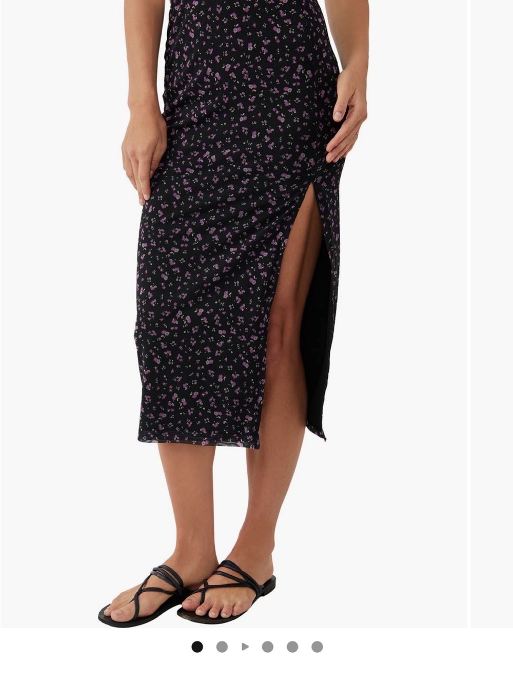 FREE PEOPLE Rosalie Mesh Midi Skirt with Side Slit